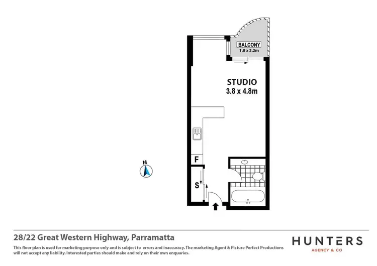 Floorplan of Homely studio listing, 28/22-32 Great Western Highway, Parramatta NSW 2150
