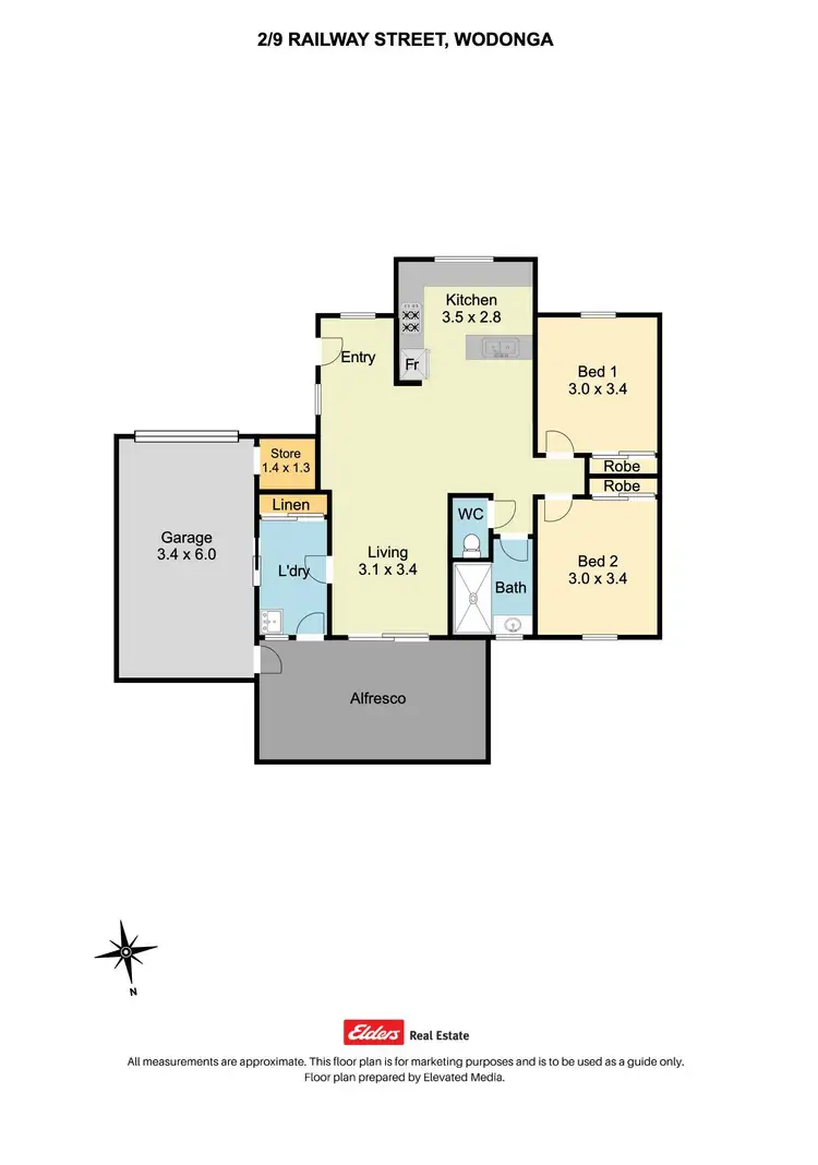 Floorplan of Homely unit listing, 2/9 Railway Street, Wodonga VIC 3690