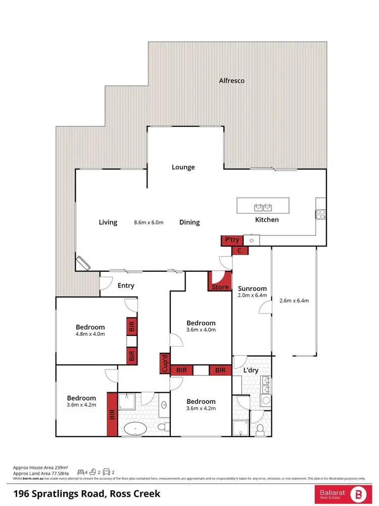 Floorplan of Homely house listing, 196 Spratlings Road, Ross Creek VIC 3351