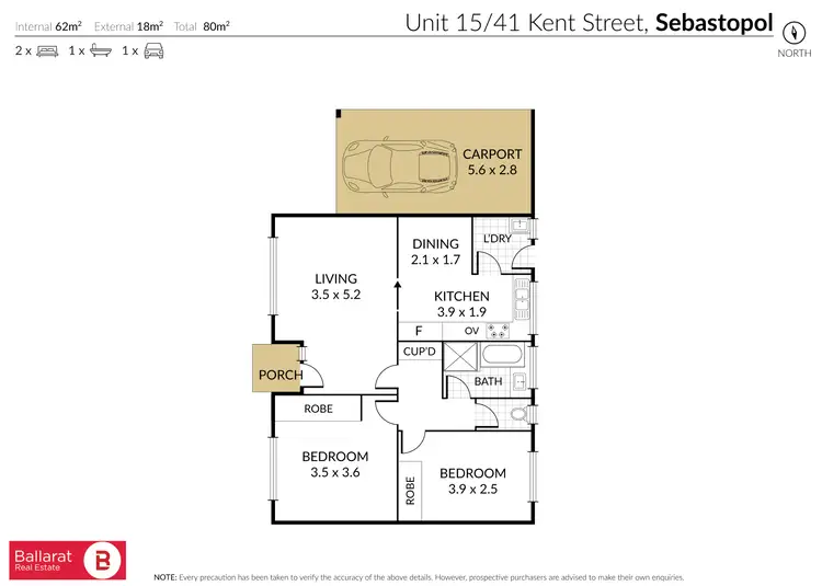 Floorplan of Homely unit listing, 15/41 Kent Street, Sebastopol VIC 3356