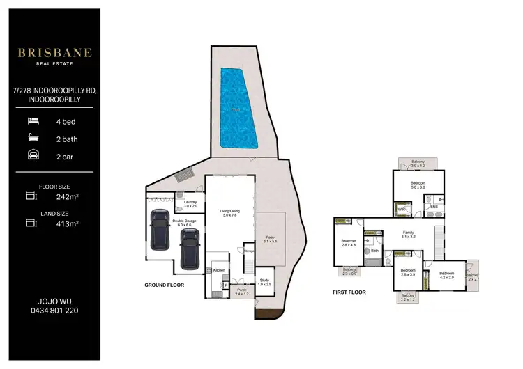 Floorplan of Homely townhouse listing, 7/278 Indooroopilly Road, Indooroopilly QLD 4068