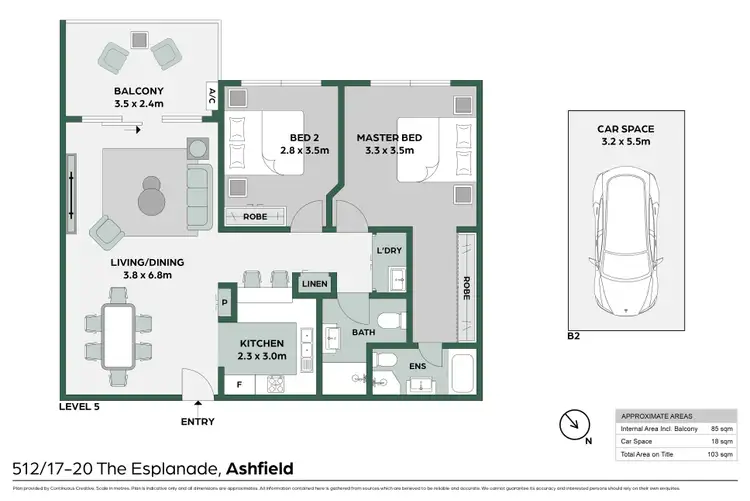 Floorplan of Homely apartment listing, Level 5/512/17-20 The Esplanade, Ashfield NSW 2131