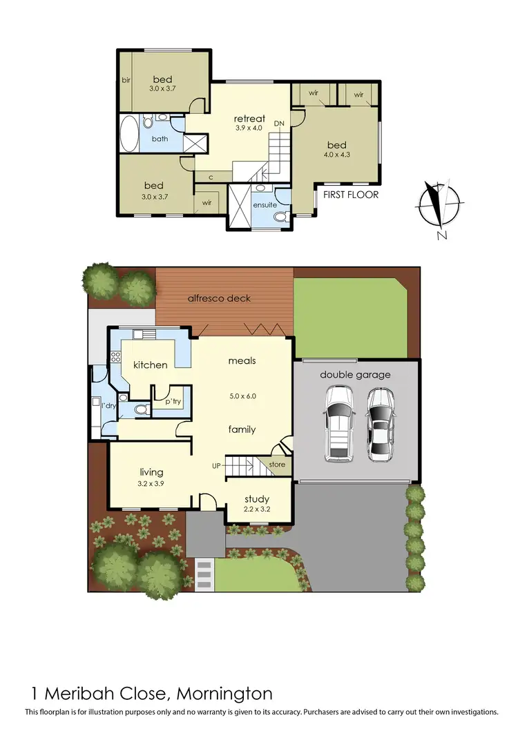 Floorplan of Homely house listing, 1 Meribah Close, Mornington VIC 3931