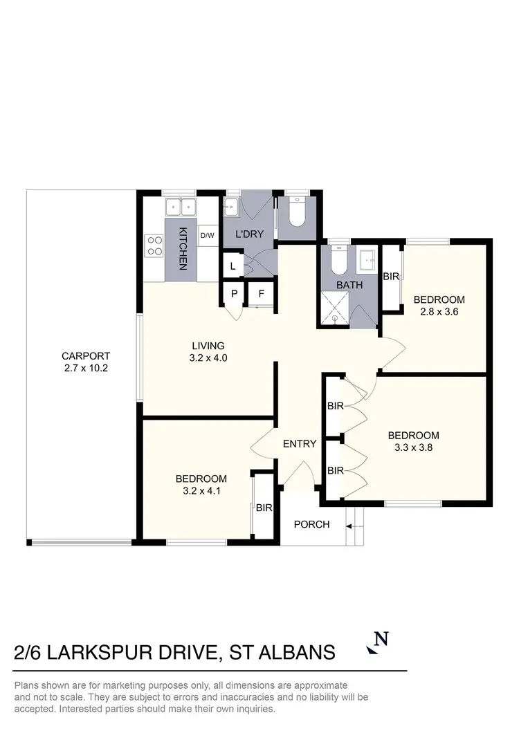 Floorplan of Homely unit listing, 2/6 Larkspur Drive, St Albans VIC 3021