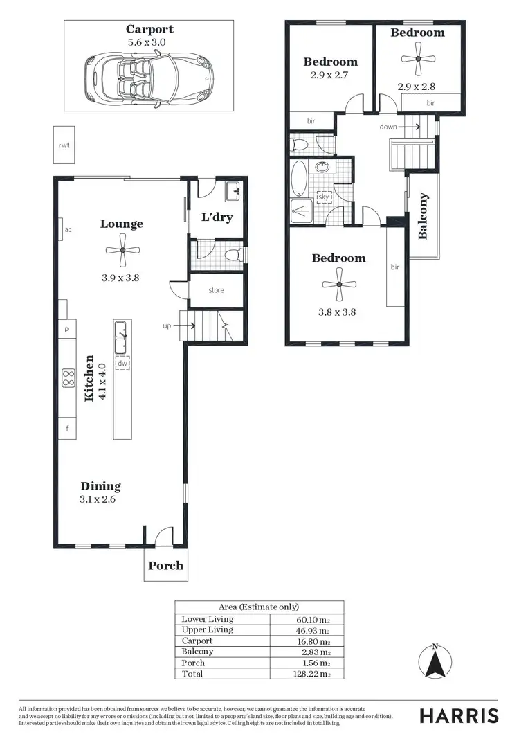 Floorplan of Homely townhouse listing, 33 Myrtle Grove, Tonsley SA 5042