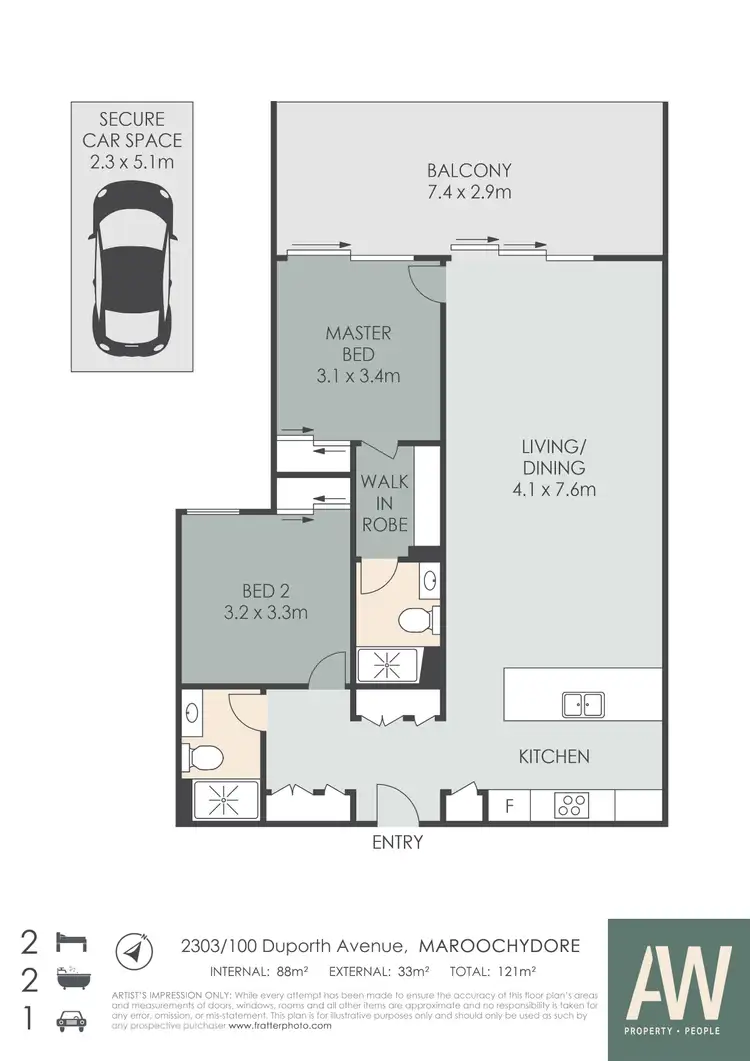 Floorplan of Homely unit listing, 2303/100 Duporth Avenue, Maroochydore QLD 4558