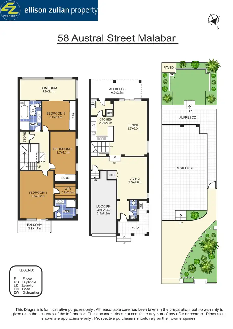 Floorplan of Homely semi-detached listing, 58 Austral Street, Malabar NSW 2036