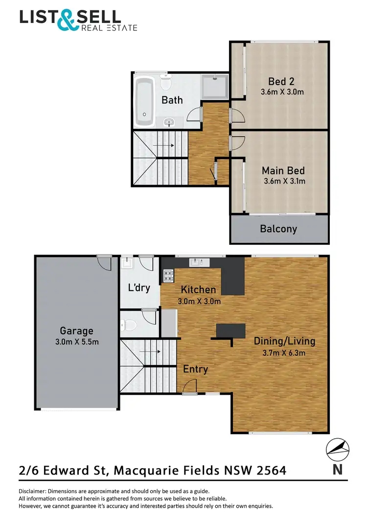 Floorplan of Homely townhouse listing, 6/2 Edward Street, Macquarie Fields NSW 2564