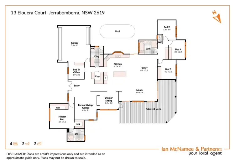 Floorplan of Homely house listing, 13 Elouera Court, Jerrabomberra NSW 2619