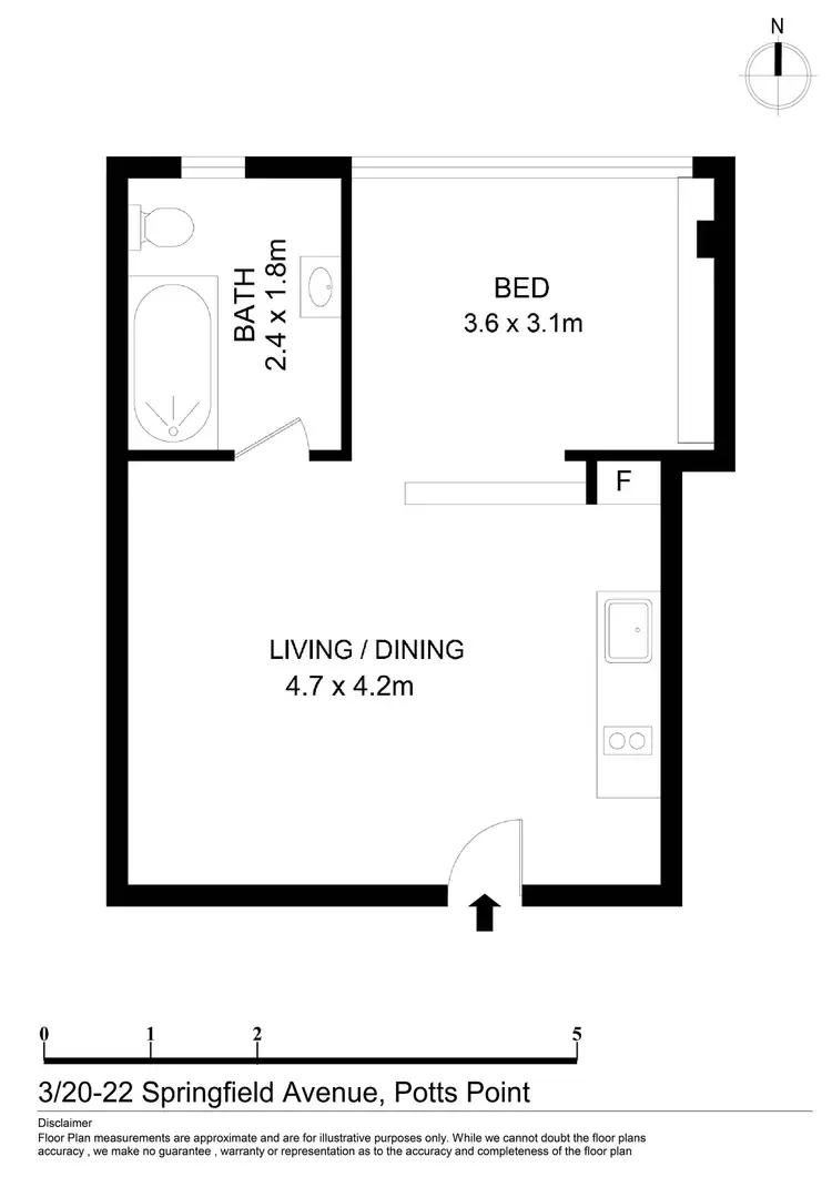 Floorplan of Homely studio listing, 3/20-22 Springfield Avenue, Potts Point NSW 2011