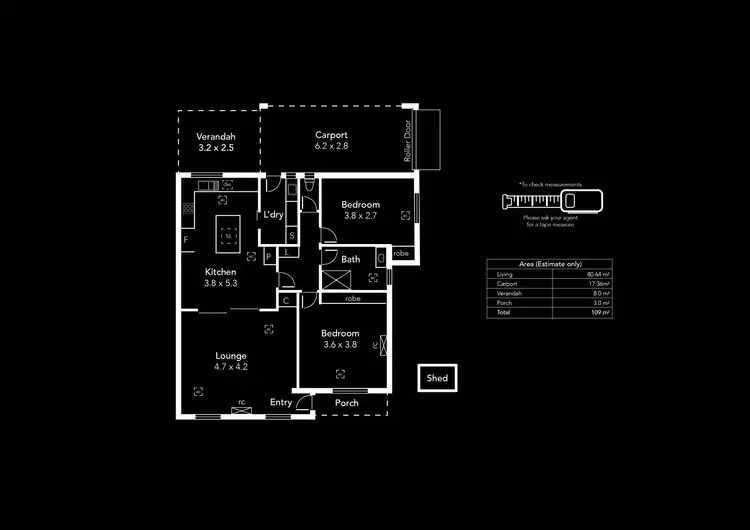 Floorplan of Homely unit listing, 1/8 Murch Place, North Haven SA 5018