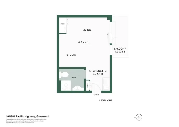 Floorplan of Homely studio listing, 101/284 Pacific Highway, Greenwich NSW 2065