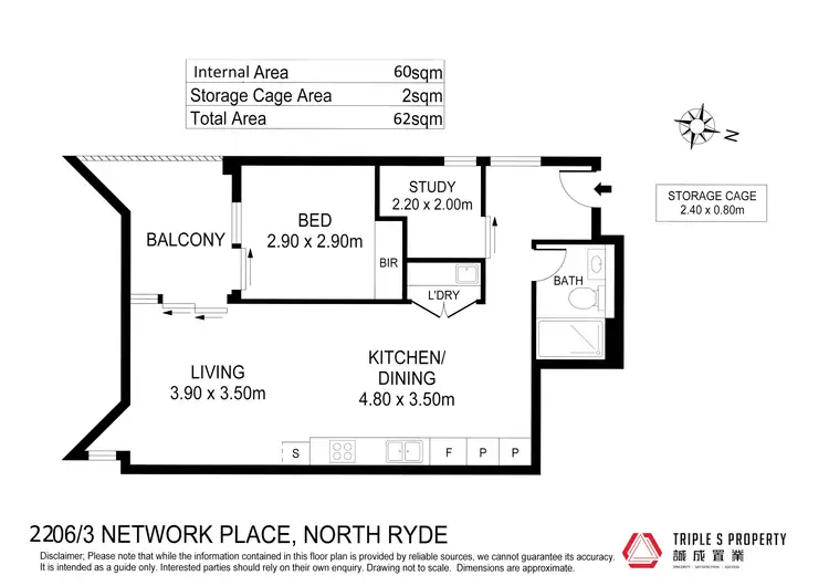 Floorplan of Homely apartment listing, 2206/3 Network Place, North Ryde NSW 2113