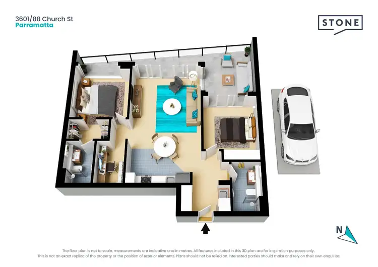 Floorplan of Homely apartment listing, 3601/88 Church Street, Parramatta NSW 2150