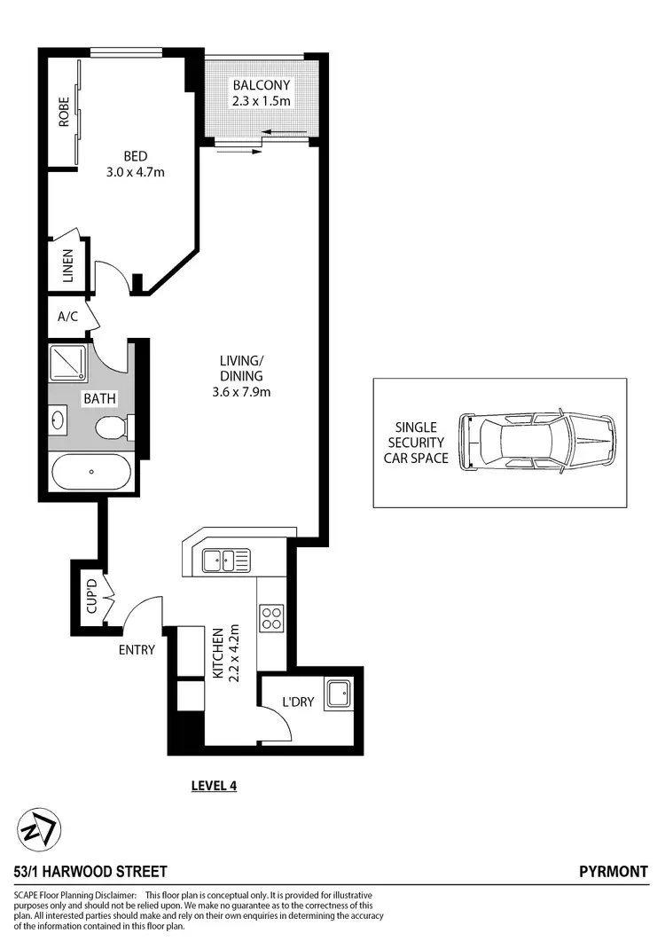 Floorplan of Homely apartment listing, 53/1-5 Harwood Street, Pyrmont NSW 2009