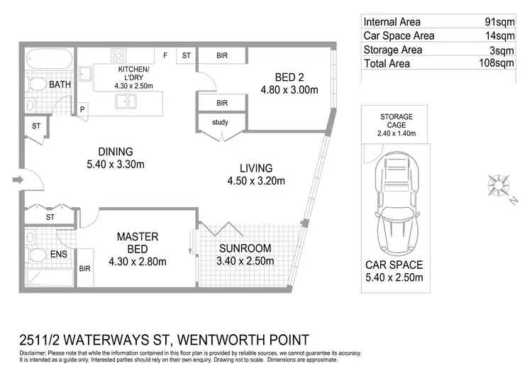 Floorplan of Homely apartment listing, 2511/2 Waterways Street, Wentworth Point NSW 2127