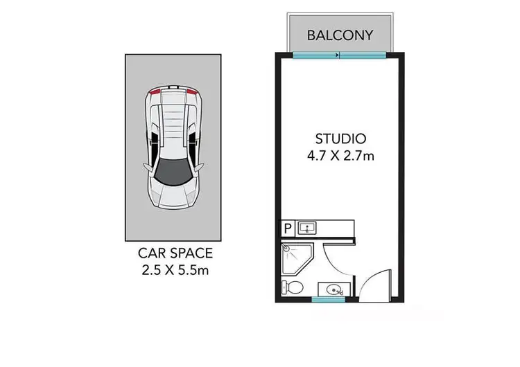 Floorplan of Homely studio listing, 12/275-283 Lyons Road, Russell Lea NSW 2046