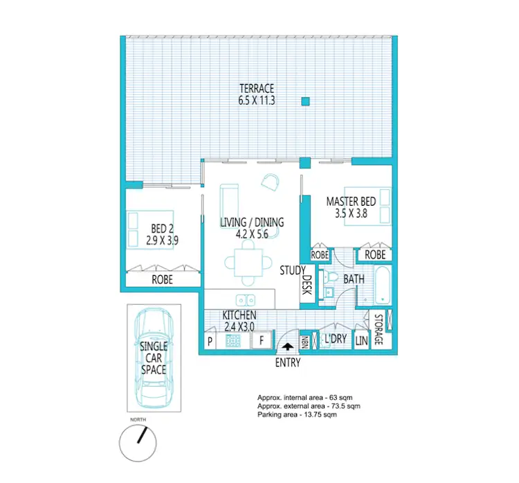 Floorplan of Homely apartment listing, G01N/2 Lardelli Drive, Ryde NSW 2112