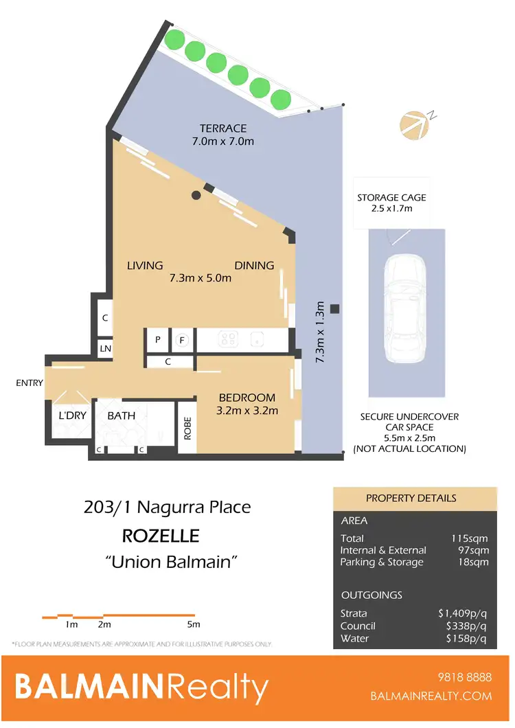 Floorplan of Homely apartment listing, 203/1 Nagurra Place, Rozelle NSW 2039