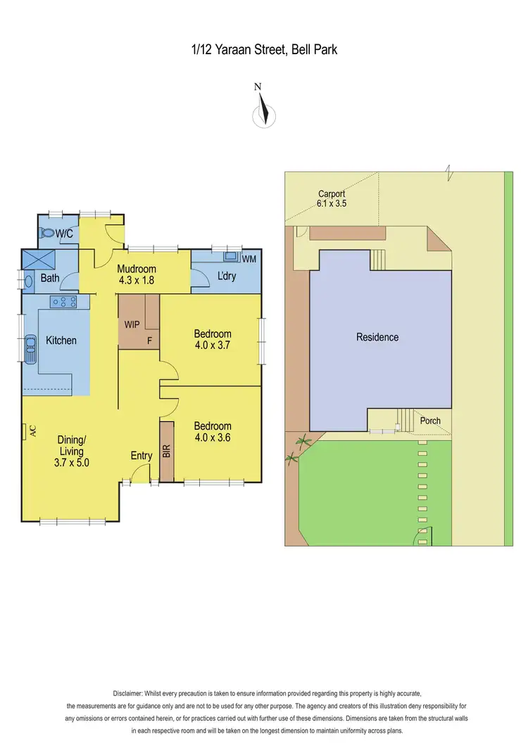 Floorplan of Homely unit listing, 1/12 Yaraan Street, Bell Park VIC 3215