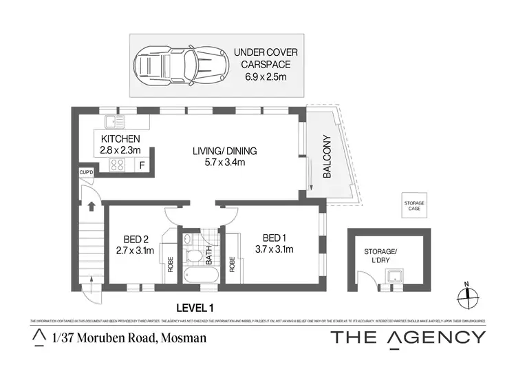 Floorplan of Homely apartment listing, 1/37 Moruben Road, Mosman NSW 2088