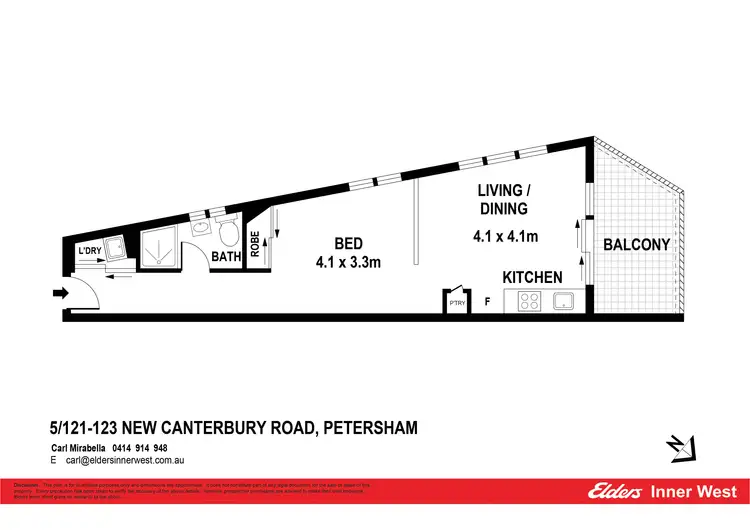 Floorplan of Homely studio listing, 5/121-123 New Canterbury Road, Petersham NSW 2049