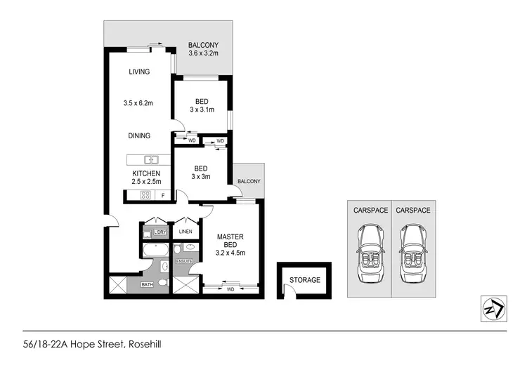 Floorplan of Homely unit listing, 56/18-22a Hope Street, Rosehill NSW 2142