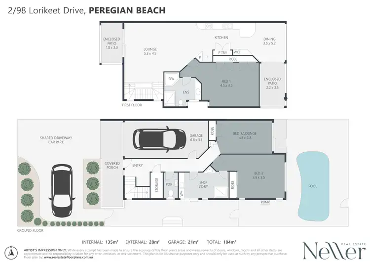 Floorplan of Homely unit listing, 2/98 Lorikeet Drive, Peregian Beach QLD 4573