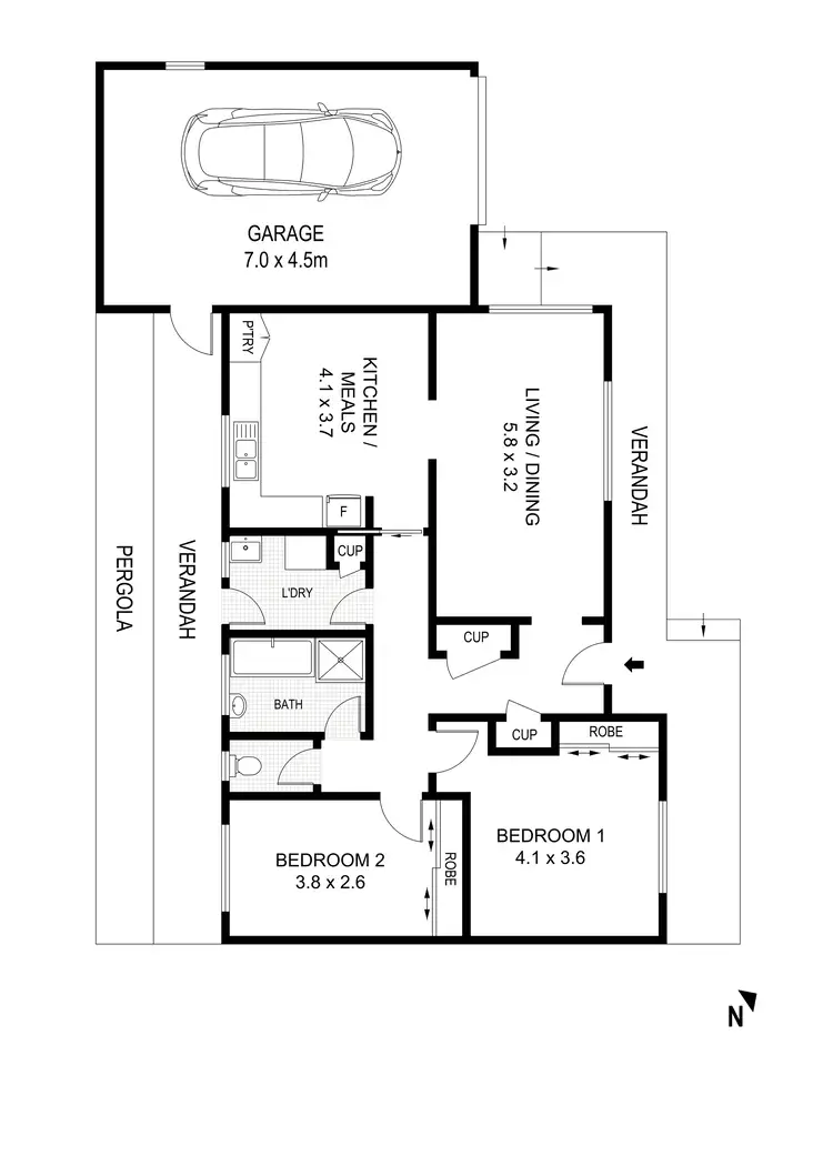 Floorplan of Homely unit listing, 1/42 Averys Road, Eaglehawk VIC 3556