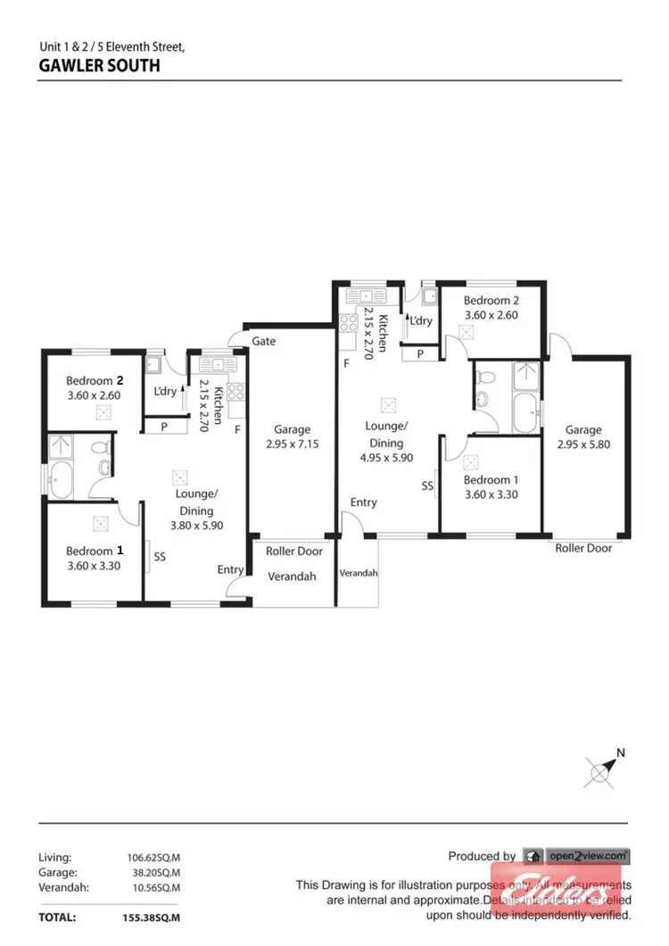 Floorplan of Homely unit listing, 1 & 2/5 Eleventh Street, Gawler South SA 5118