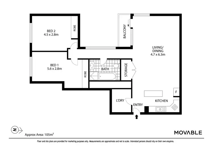 Floorplan of Homely apartment listing, 83/741 Hunter Street, Newcastle West NSW 2302