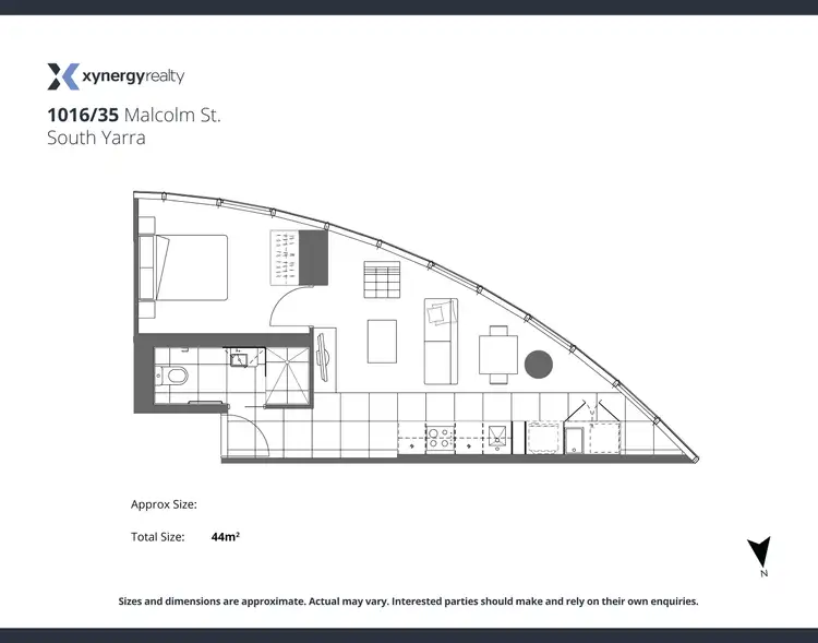 Floorplan of Homely apartment listing, 1016/35 Malcolm Street, South Yarra VIC 3141