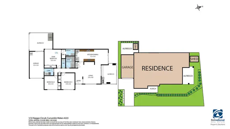 Floorplan of Homely semi-detached listing, 1/32 Keegan Circuit, Currumbin Waters QLD 4223