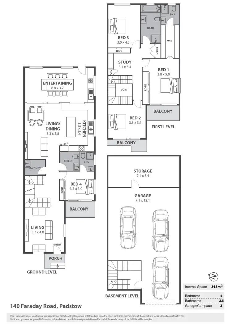 Floorplan of Homely semi-detached listing, 140 Faraday Road, Padstow NSW 2211