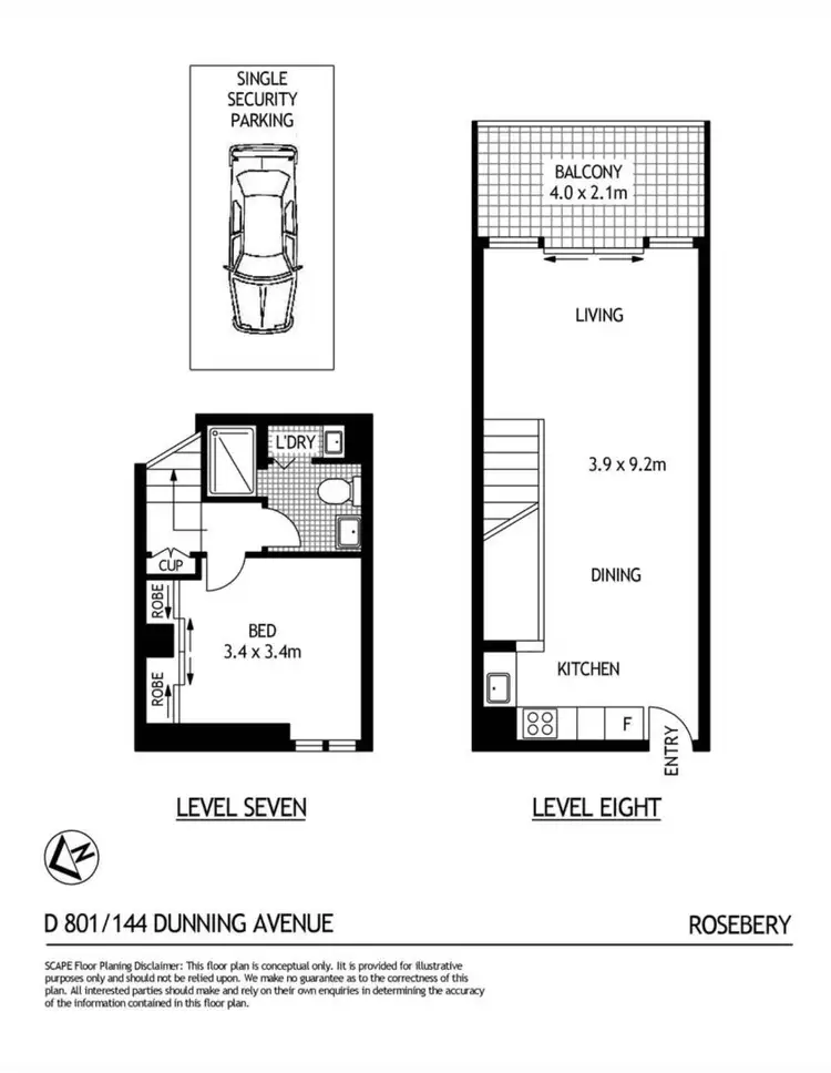 Floorplan of Homely apartment listing, 801D/144 Dunning Avenue, Rosebery NSW 2018