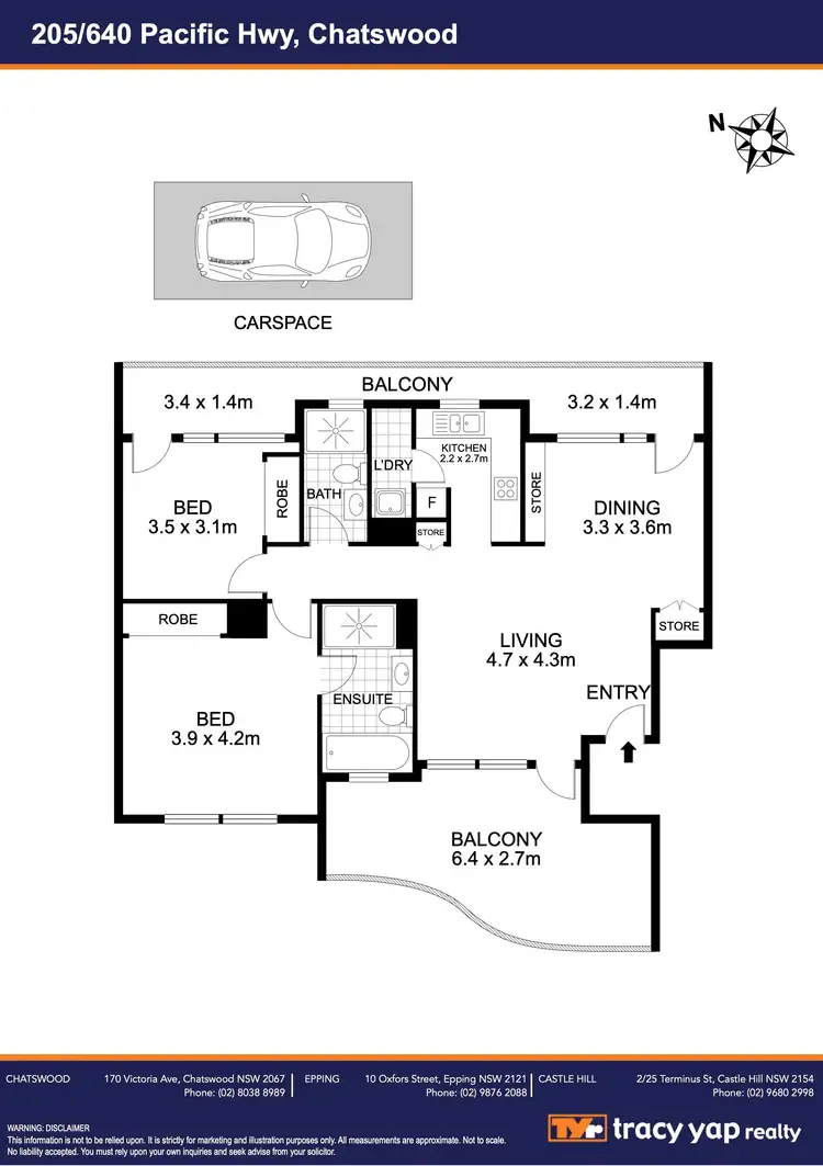 Floorplan of Homely unit listing, 205/640 Pacific Highway, Chatswood NSW 2067