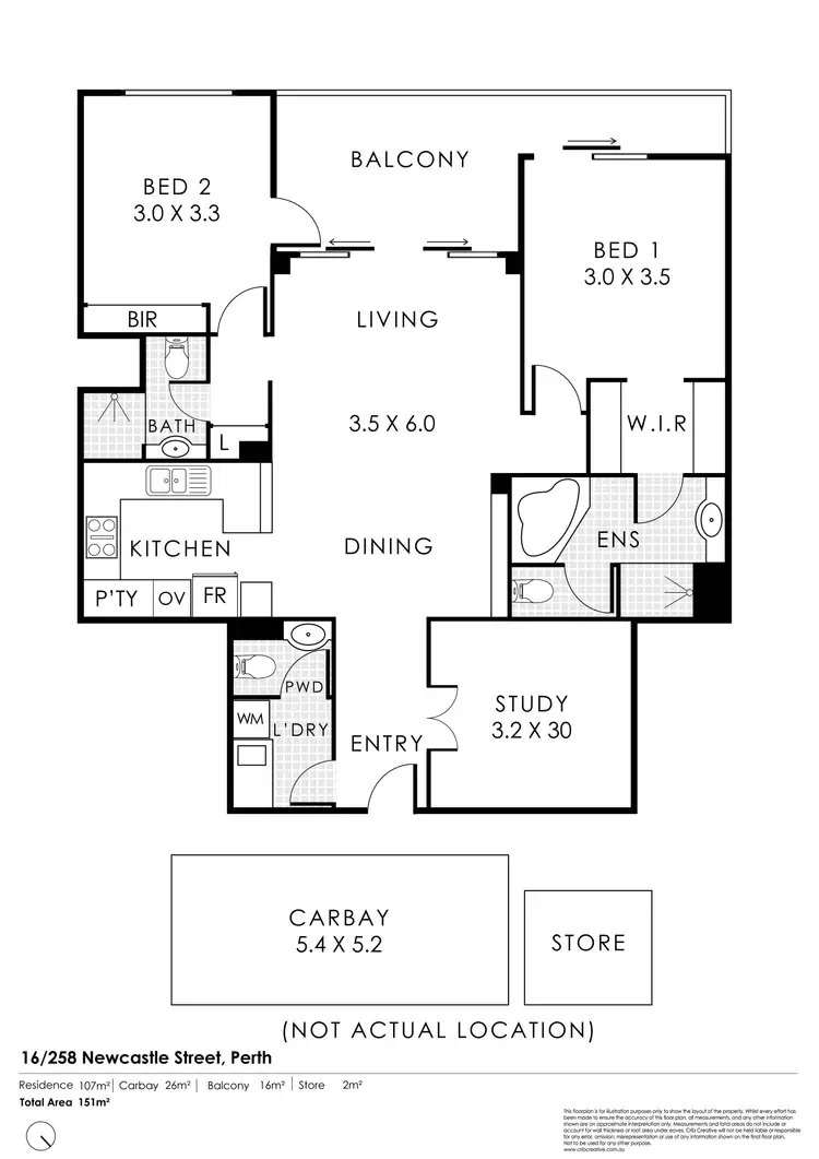 Floorplan of Homely unit listing, 16/258-264 Newcastle Street, Perth WA 6000