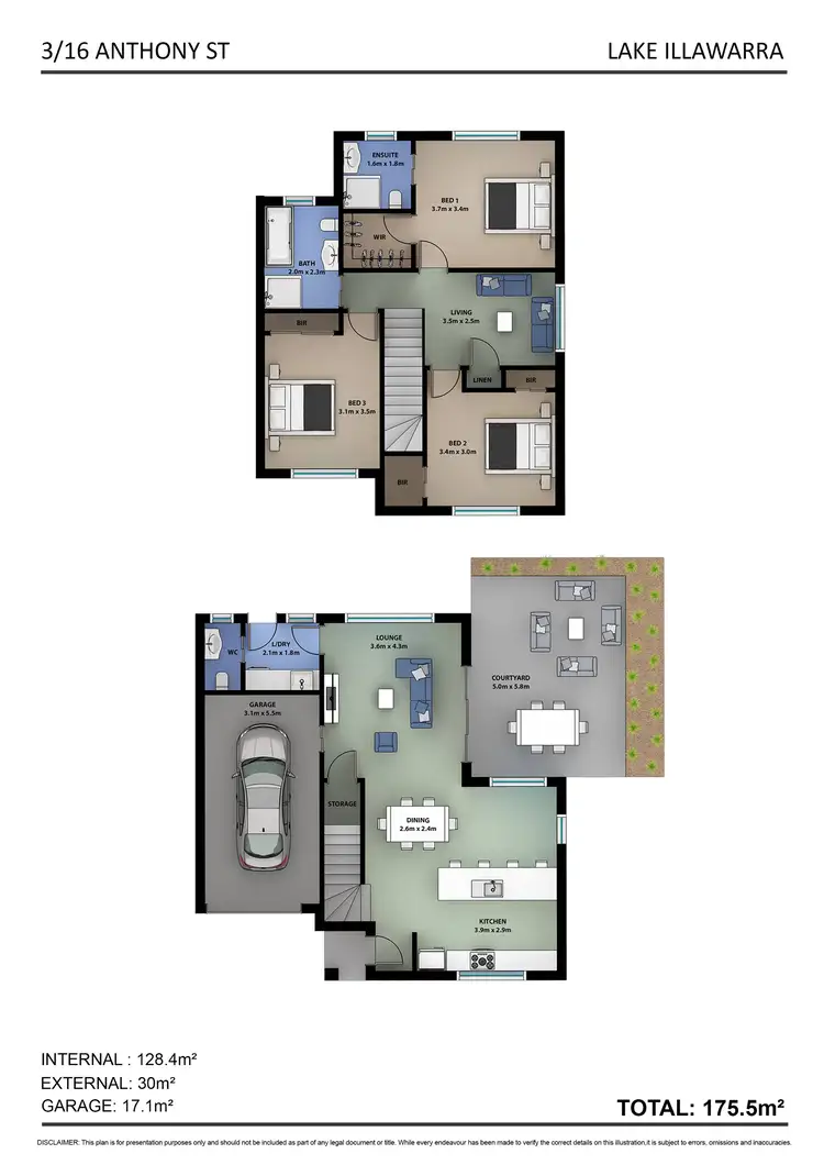 Floorplan of Homely townhouse listing, 3/16 Anthony Street, Lake Illawarra NSW 2528