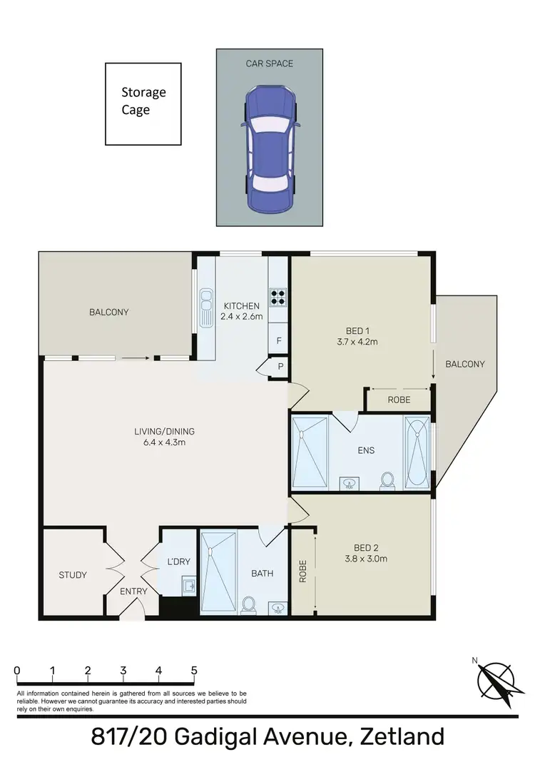 Floorplan of Homely apartment listing, 817/20 Gadigal Avenue, Zetland NSW 2017