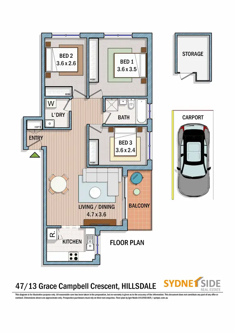 Floorplan of Homely apartment listing, 47/13-15 Grace Campbell Crescent, Hillsdale NSW 2036