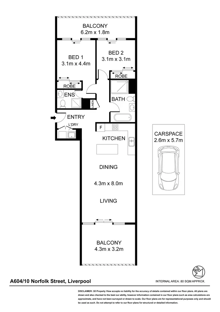Floorplan of Homely apartment listing, Level 6/604/100 Castlereagh Street, Liverpool NSW 2170