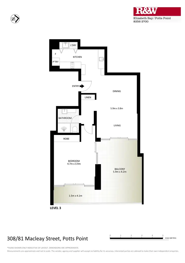 Floorplan of Homely unit listing, 308/81 Macleay Street, Potts Point NSW 2011