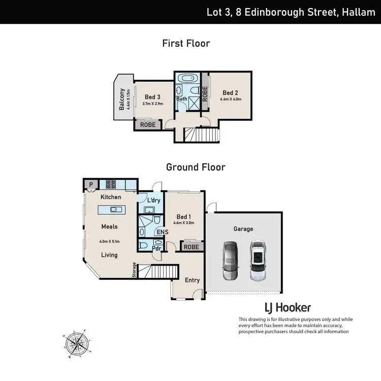 Floorplan of Homely townhouse listing, 2/8 Edinborough Street, Hallam VIC 3803