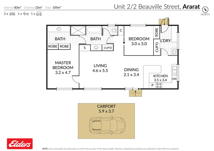 Floorplan of Homely unit listing, 2/2 Beauville Street, Ararat VIC 3377