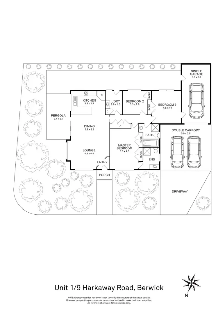 Floorplan of Homely unit listing, 1/9 Harkaway Road, Berwick VIC 3806