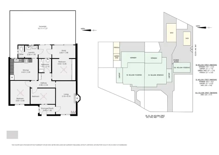Floorplan of Homely semi-detached listing, 50-52A Nelligan Street, Whyalla Norrie SA 5608