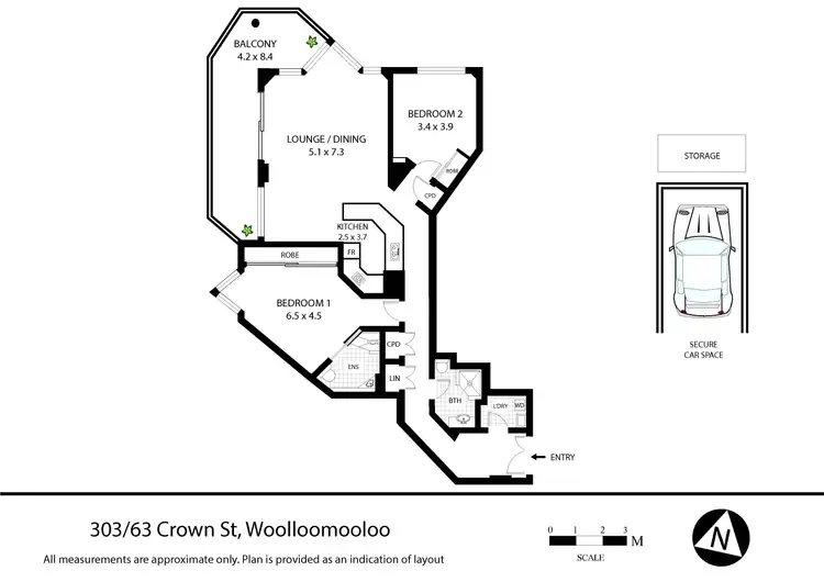 Floorplan of Homely apartment listing, 303/63 Crown Street, Woolloomooloo NSW 2011