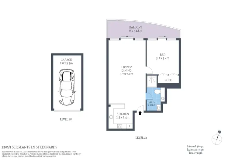 Floorplan of Homely apartment listing, 2205/1 Sergeants Lane, St Leonards NSW 2065