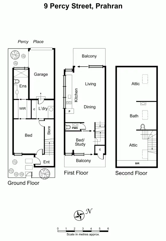 Floorplan of Homely townhouse listing, 9 Percy Street, Prahran VIC 3181
