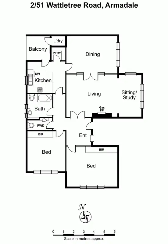 Floorplan of Homely unit listing, 2/51 Wattletree Road, Armadale VIC 3143